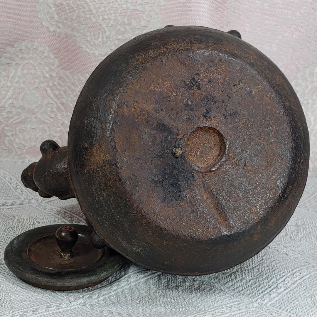 ◇『初代 龍文堂 安之介 胴横銘 瓢箪地紋鉄瓶』鉄瓶◇検）亀文堂 雨宮