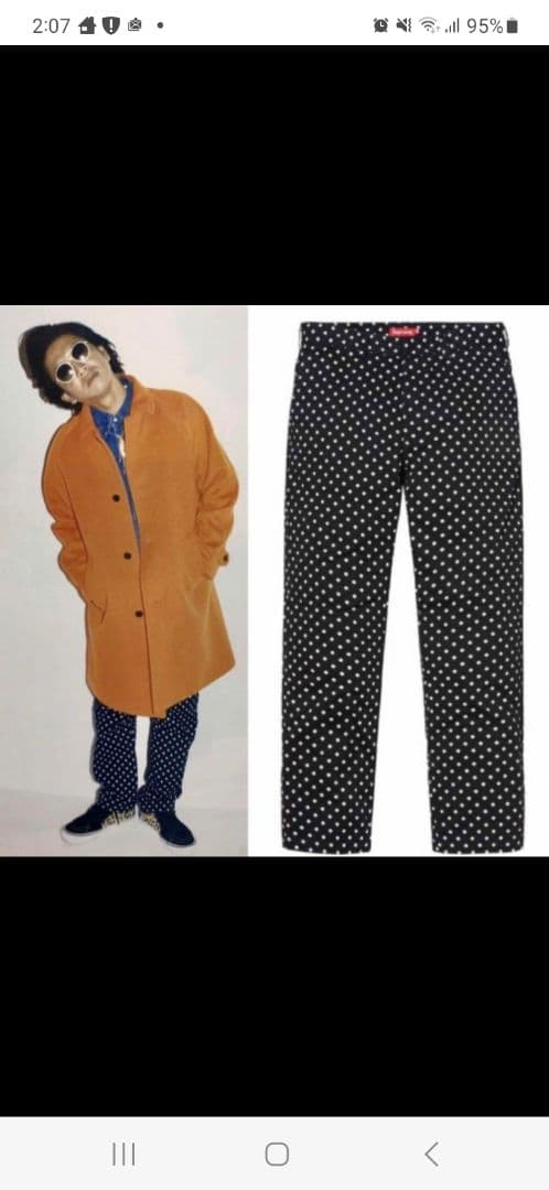 Supreme work pant polka dot キムタク着用同型同色 - メルカリ