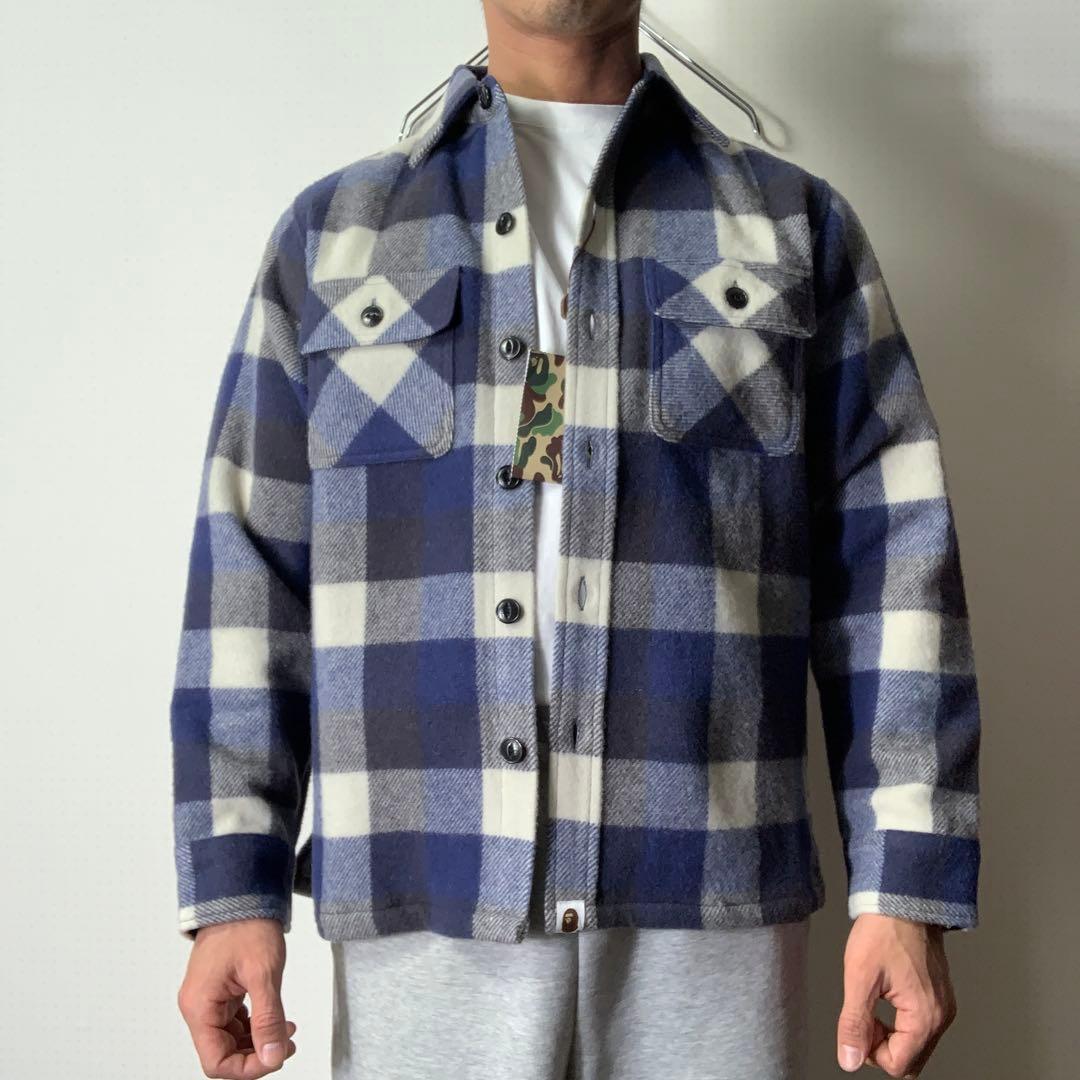 美品 A BATHING APE CPOジャケット ネルシャツ ブロックチェック