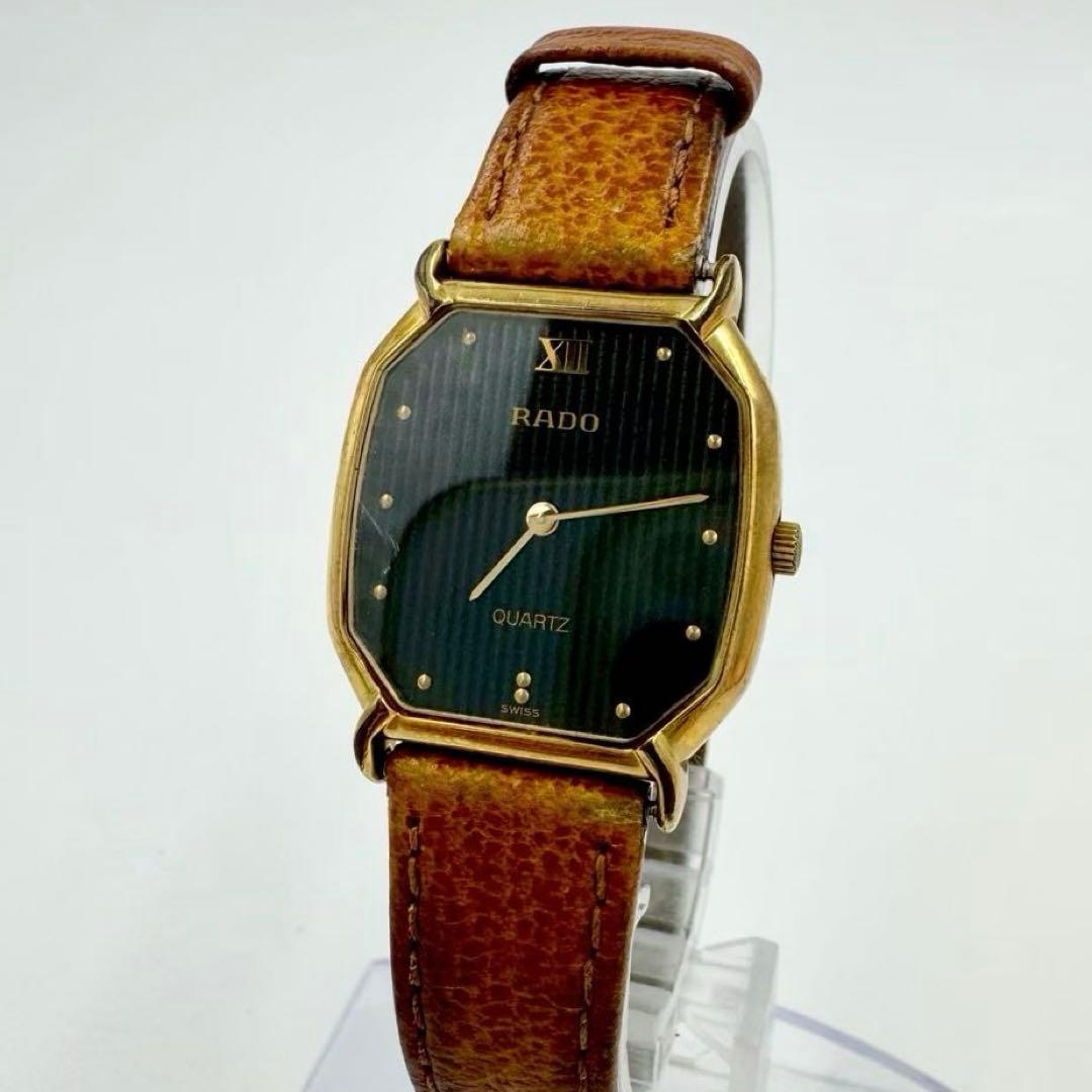 【新品電池】RADO オクタゴン ゴールド ブラック文字盤 ビンテージ 腕時計 新品電池】RADO オクタゴン ゴールド ブラック文字盤 ビンテージ 腕時計