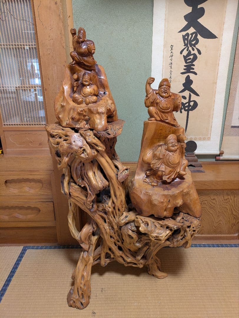 木製彫刻 神像 伝統工芸品 一木造り 彫刻 七福神 木彫り 大黒天 伝統工芸 工芸品 彫刻 木製 職人