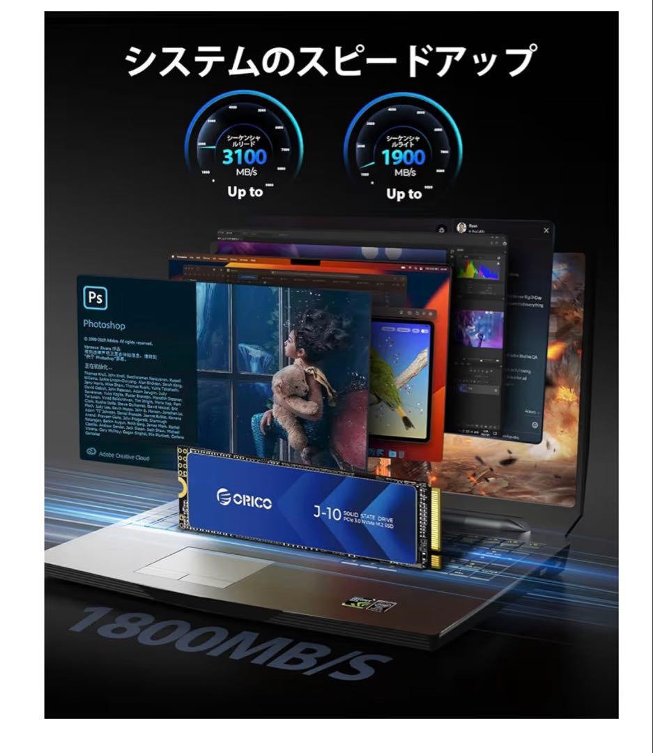 SSD1TB ORICO PCle 3.0 NVMe M2.0 +外付けケース