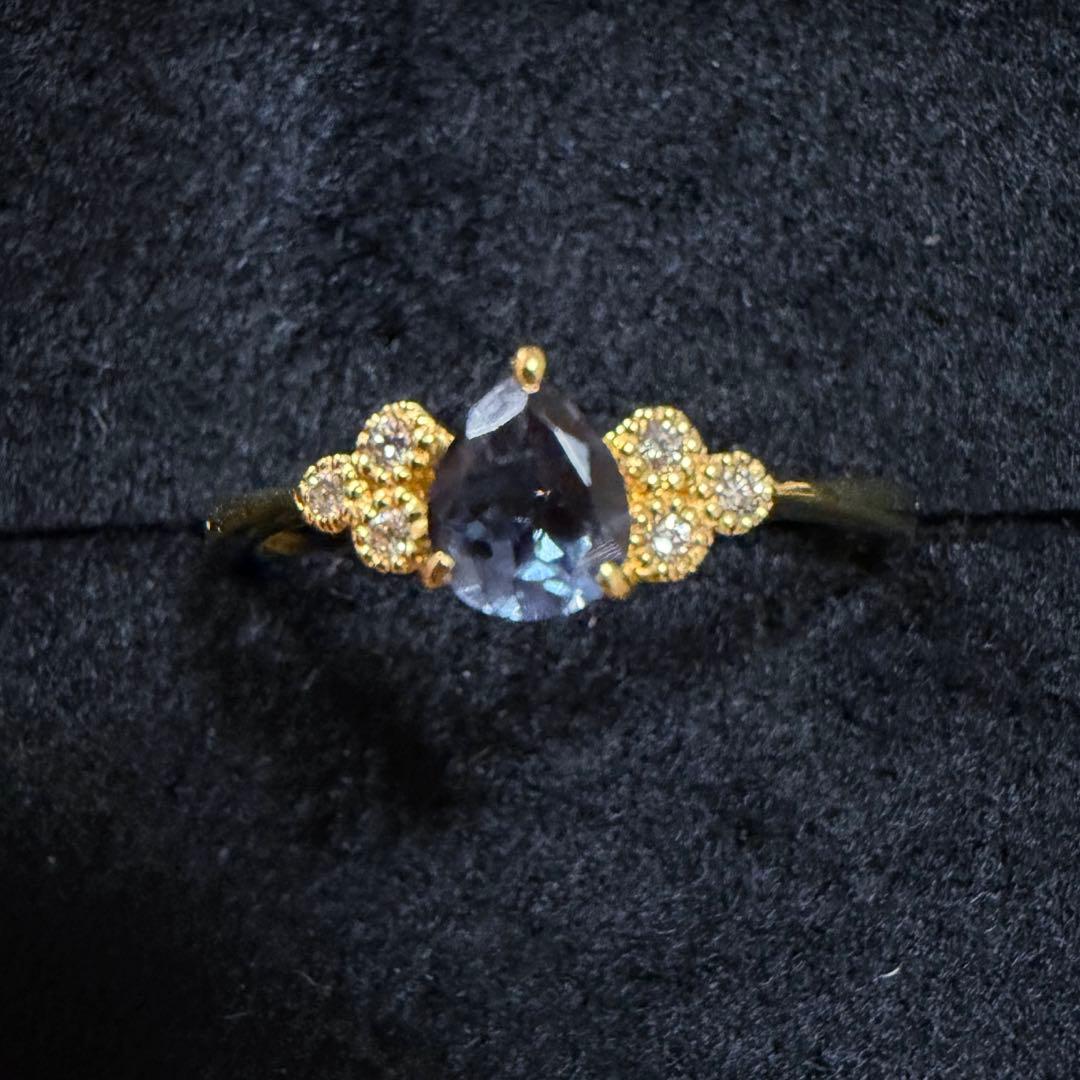 K18 べキリブルー ガーネット リング ビズー公式】ベキリーブルーガーネット ダイヤモンド K18(18金) リング