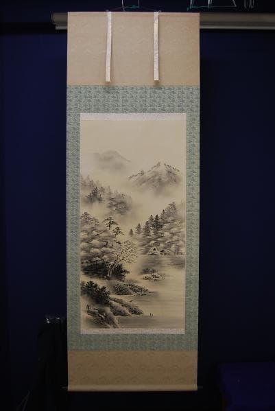 真作/観月/山水釣人図/布袋屋掛軸HB-313 - メルカリ