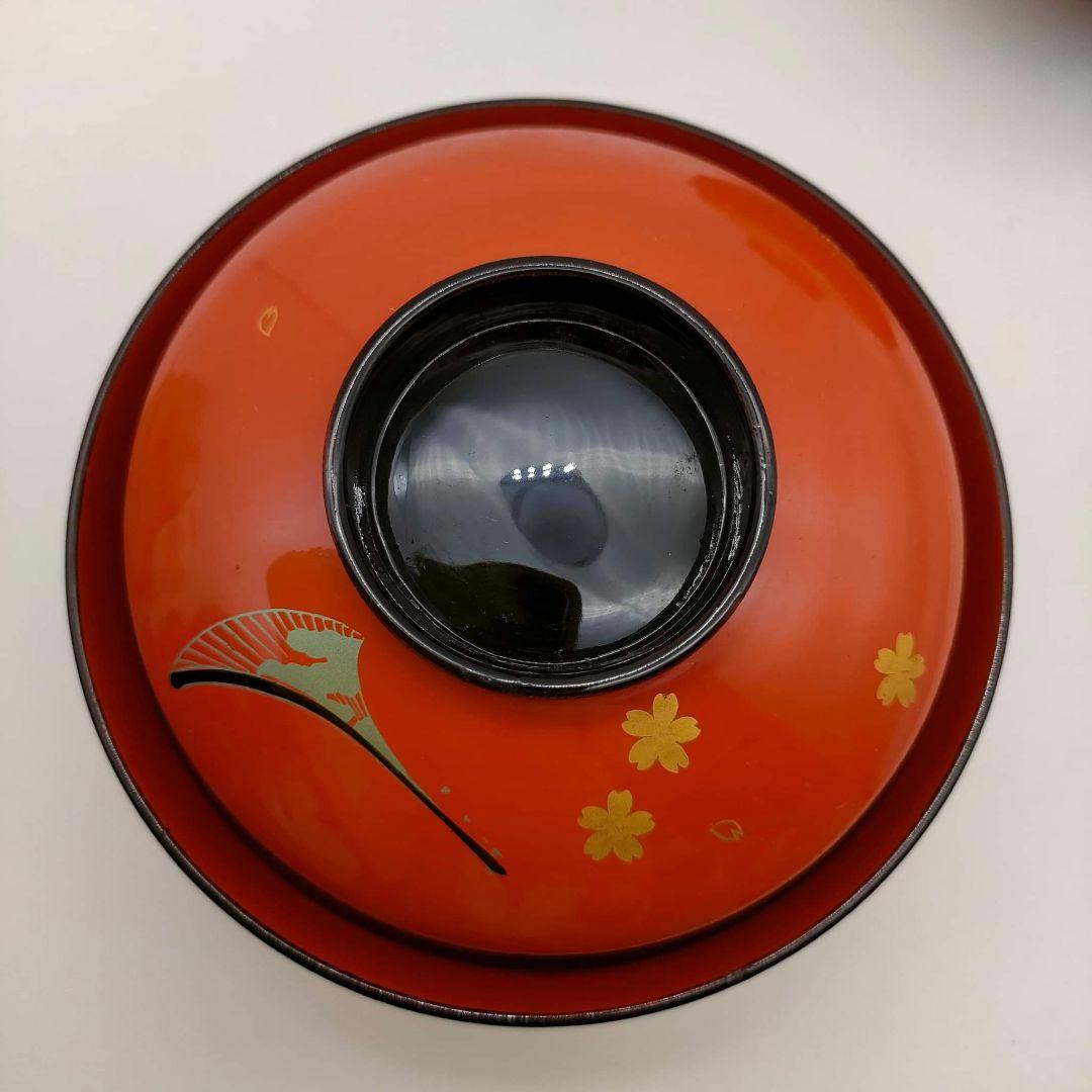 ① 會津塗 塗師 渡部喜三郎 本漆 蓋付き椀 堅地仕上 骨董 フォロー