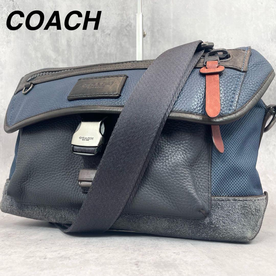 極美品✨ 超希少 コーチ マンハッタン メッセンジャーバッグ シボ革 ネイビー Manhattan Portage（マンハッタンポーテージ） 最大41% 2/25限定
