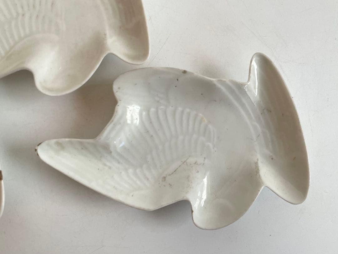 骨董 アンティーク 古伊万里 白磁 鳥形 小皿 変形皿 小鳥 白磁皿 5枚