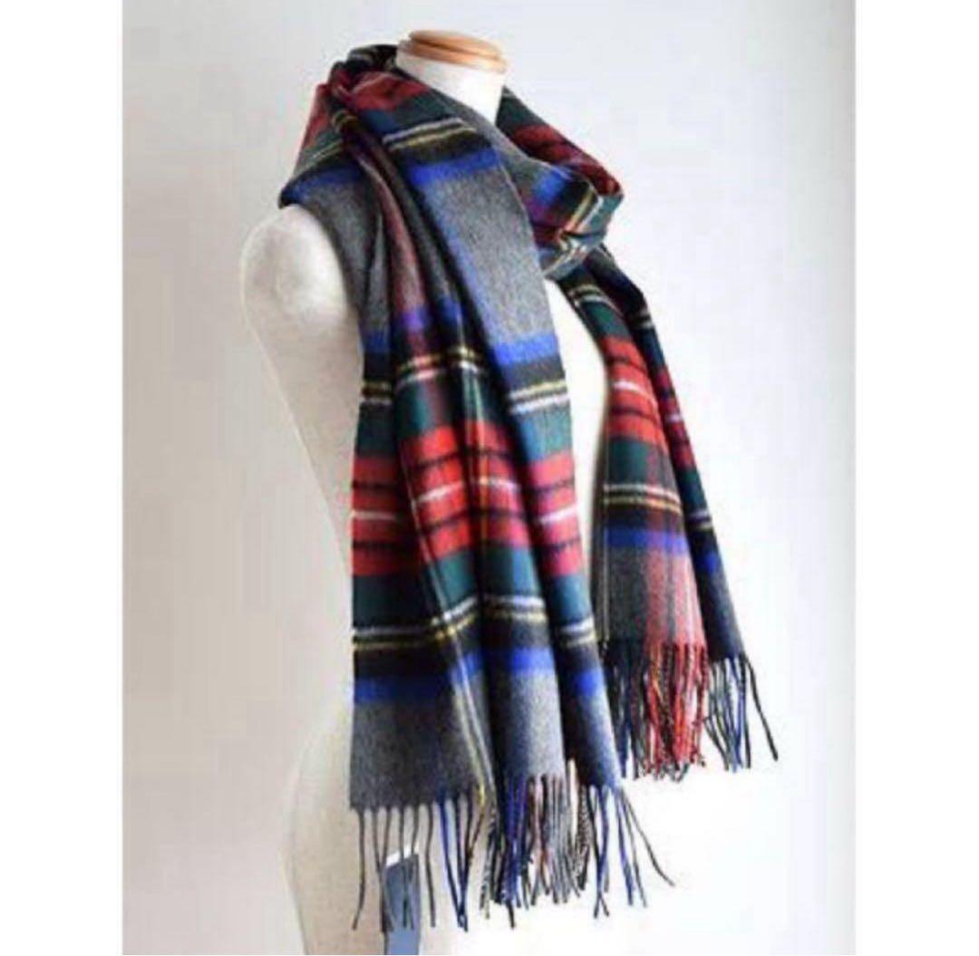 ジョンストンズ 日本別注 カシミヤ100% 大判 ストール グレー