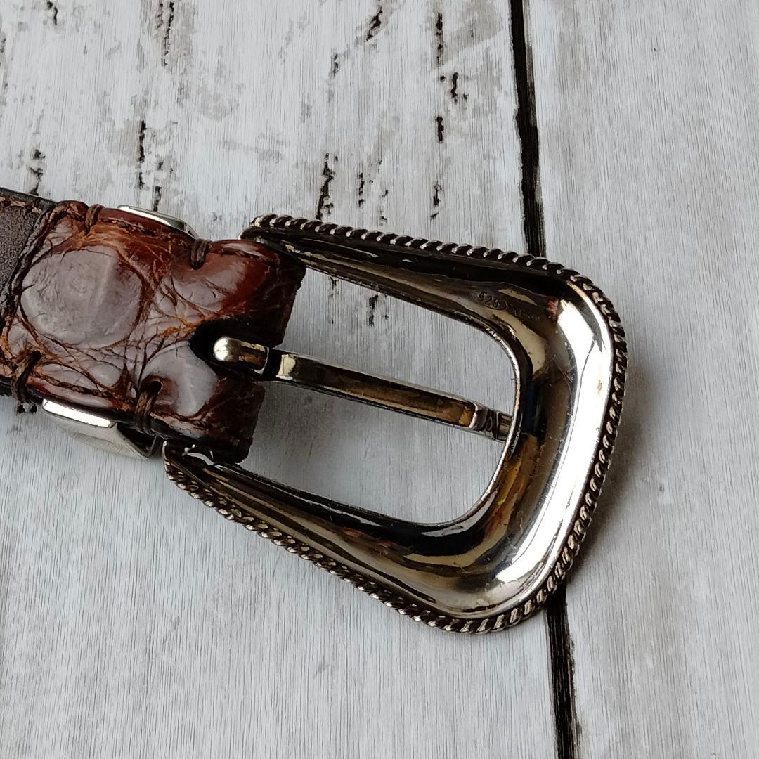 ブルネロクチネリ【クロコレザー】ベルト ブラウン系 極上レザー