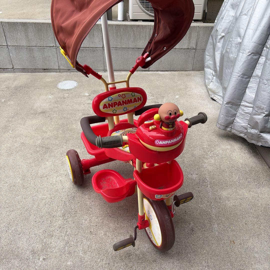 アンパンマン 三輪車 赤 日よけ付き - メルカリ