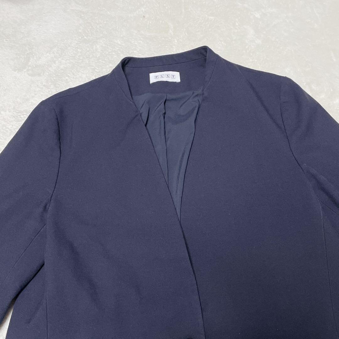 プラステ ブラッシュドバックス ノーカラー セットアップ ネイビー L