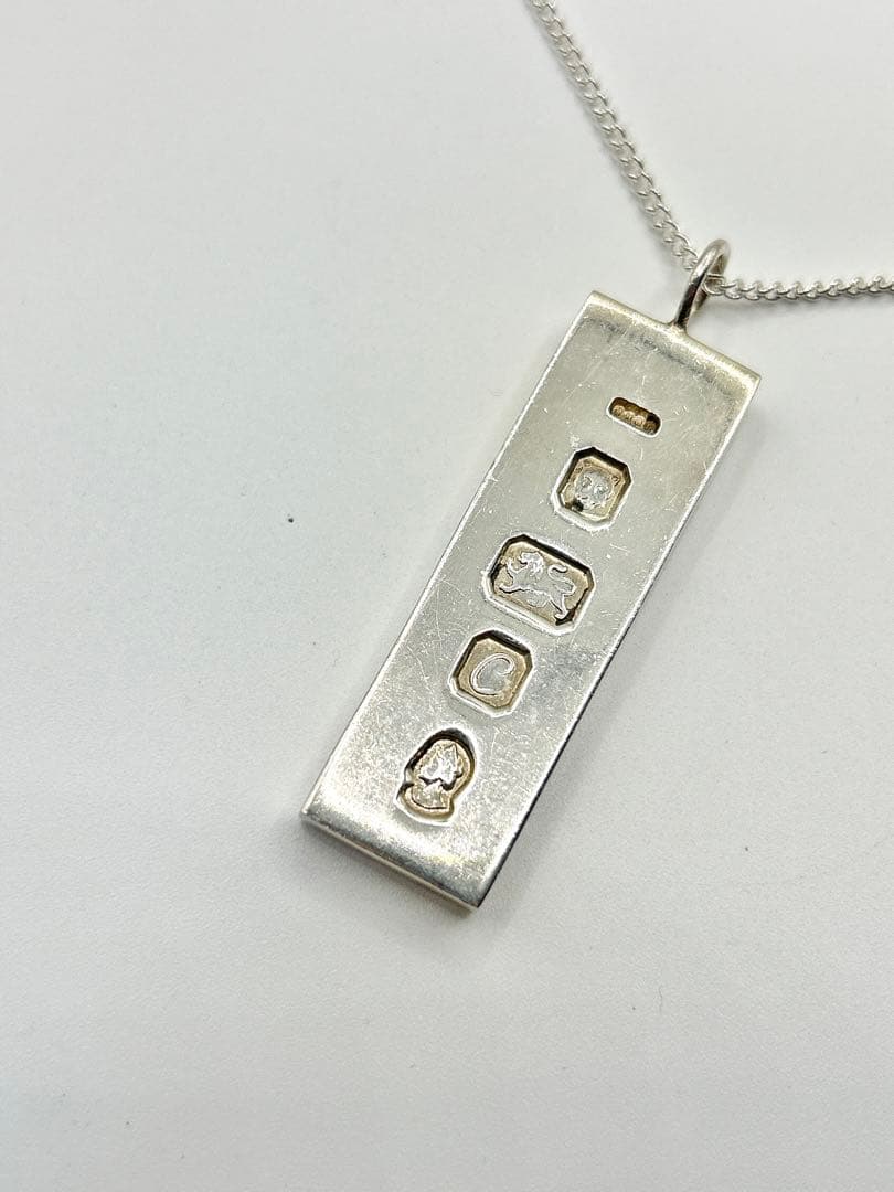 ヴィンテージ 英国 インゴットペンダント ネックレス　スターリングシルバー 英国イギリスロンドン1977年製造ヴィンテージインゴットスターリング