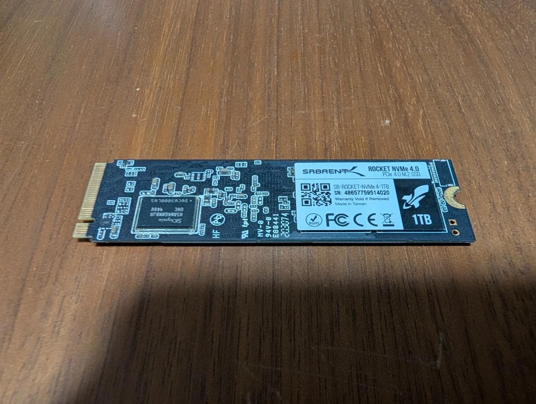 Sabrent Rocket 4.0 1TB NVMe SSD 健康状態:93%