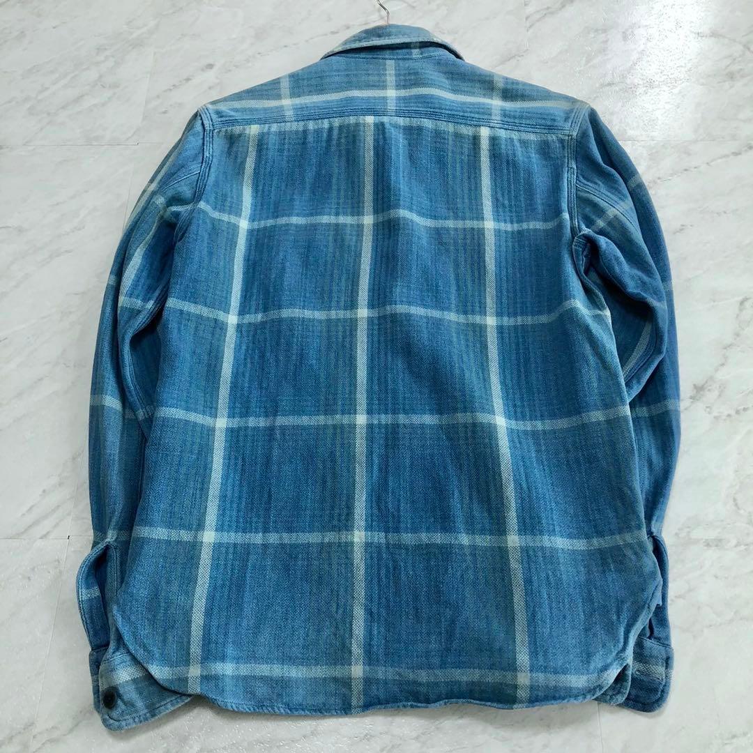 希少】RRL ヘビー フランネル インド コットン チェック ブルー XS