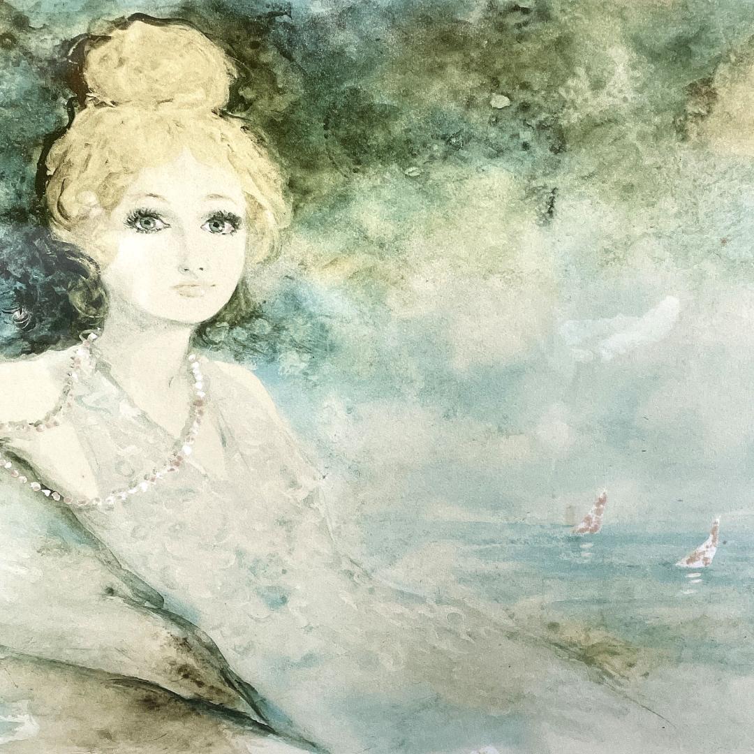 真作保証 ベルナール・シャロワ『白いネックレス』大作大判 リトグラフ