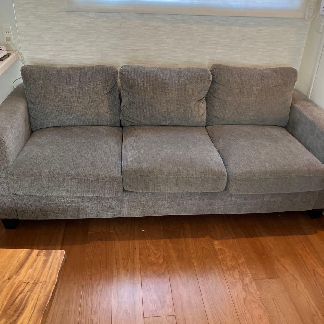 グレー 3人掛け ファブリックソファ lushroom ソファ 3人掛け ファブリック グレー ネイビー クッション