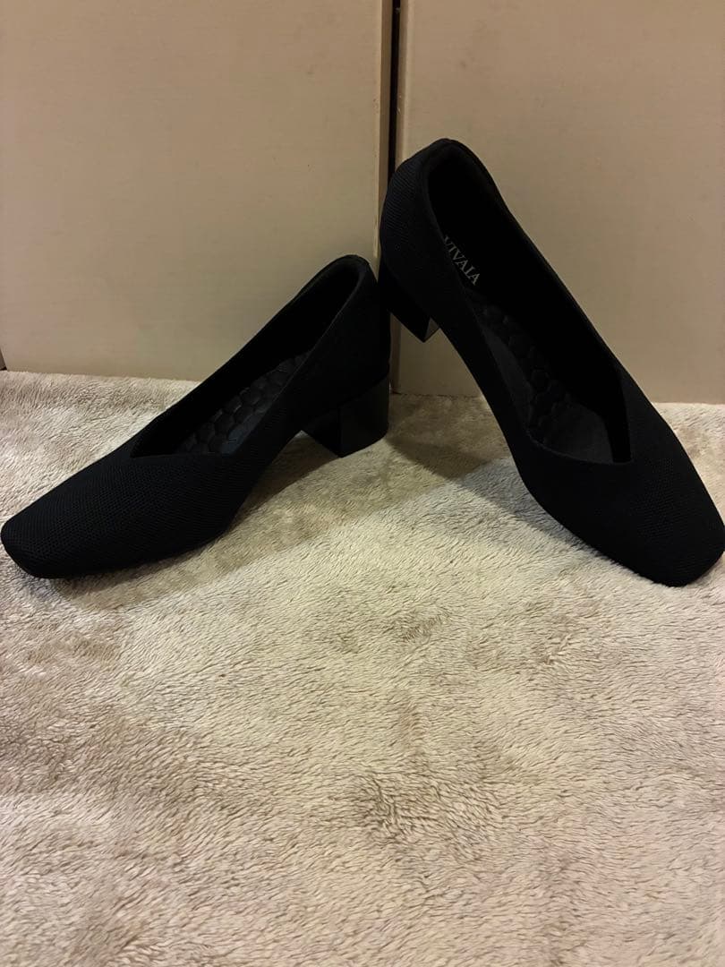 VIVAIA スクエアトゥ チャンキーソール ニット パンプス ブラック24.5 VIVAIA スクエアトゥ チャンキーソール ニット パンプス ブラック24.5