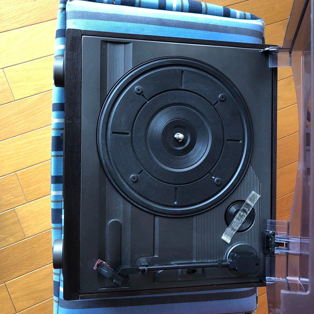 木製レコードプレーヤー(カセット付)