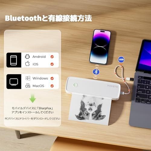 AMUNBYN モバイルプリンター A4 家庭用およびオフィス用のA4ポータブル