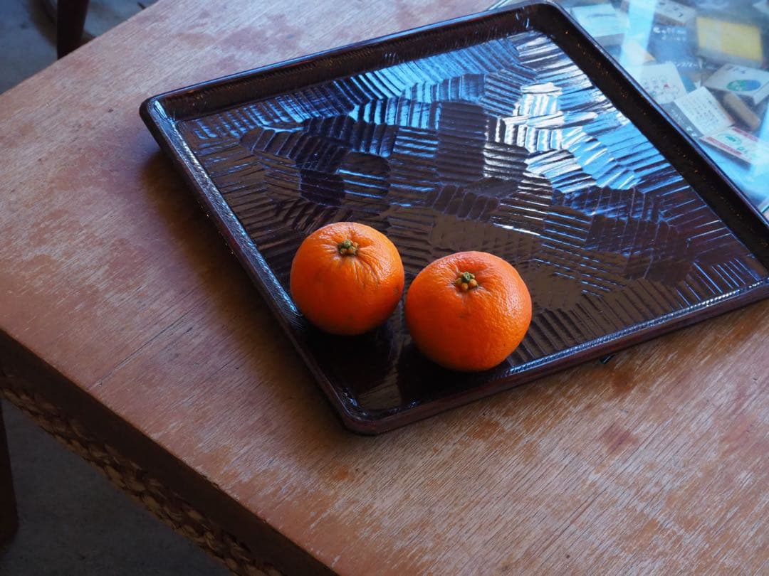 讃岐盆 木製彫刻模様入り 正方形 お盆 トレー