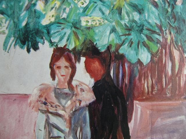 ムンク、『栗の木の下での語らい I』、希少な画集より、新品高級額・額装付