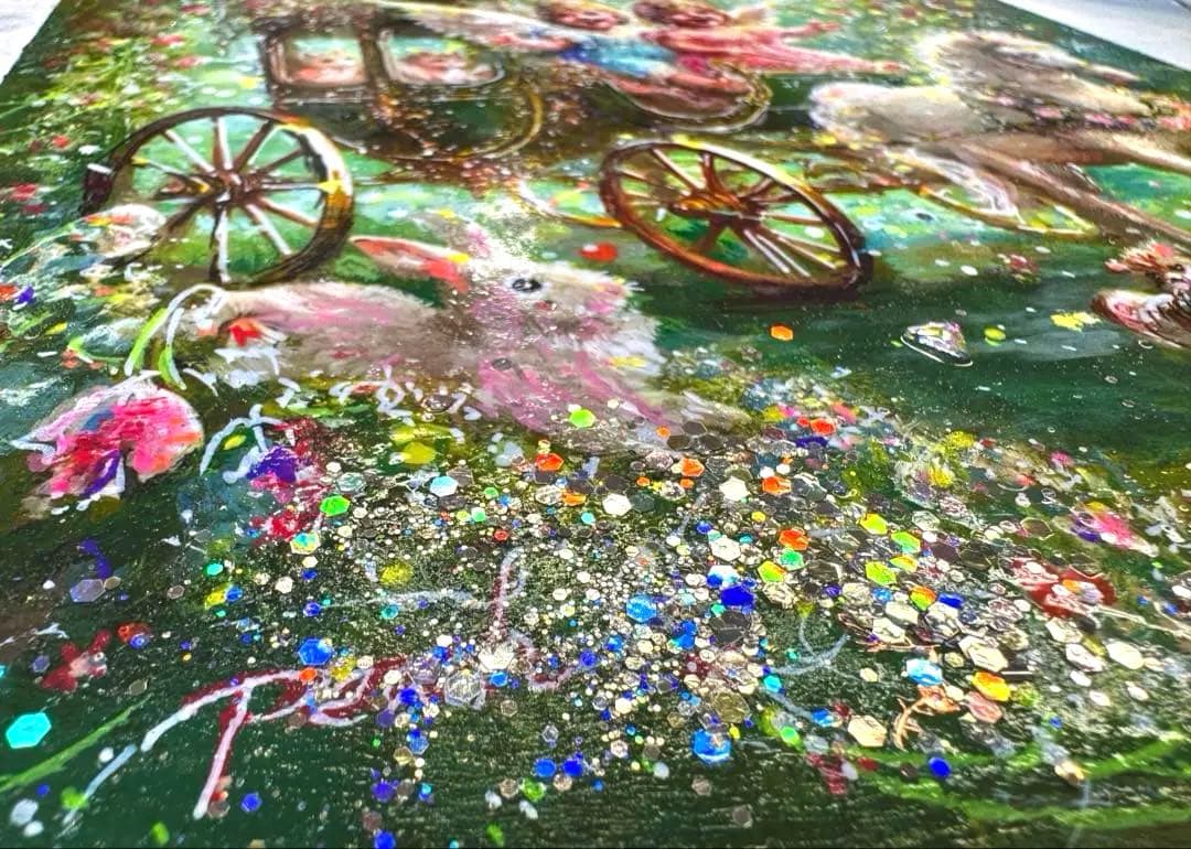 絵画原画　《Spiritual Cupids》　キラキラ溢れるバレンタイン