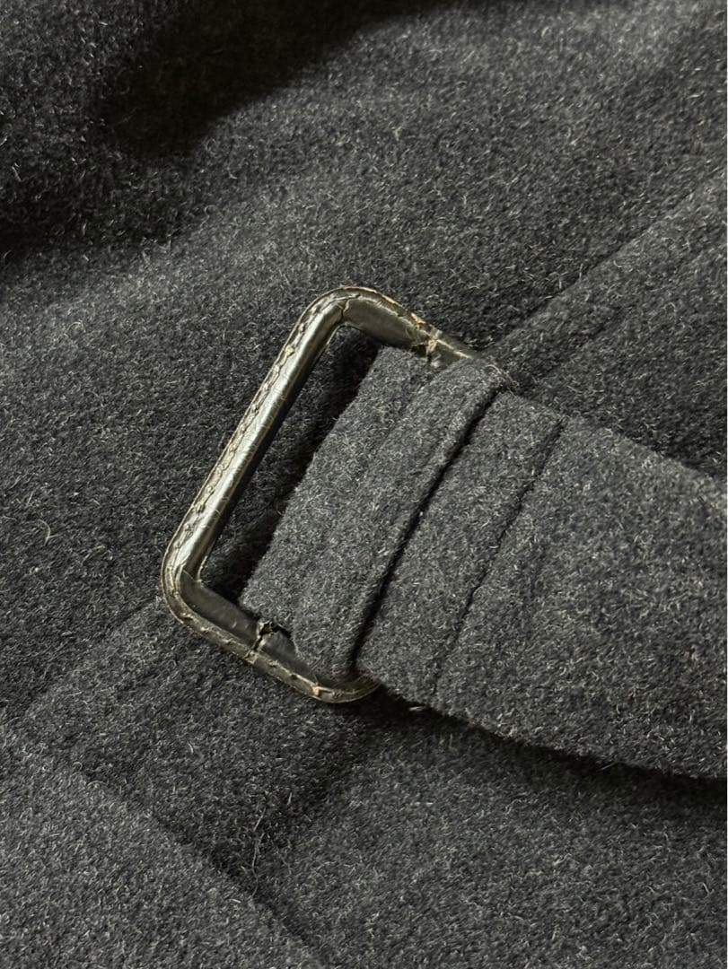 イタリアvintageカシミアウールコート チャコールダブルブレストコートM