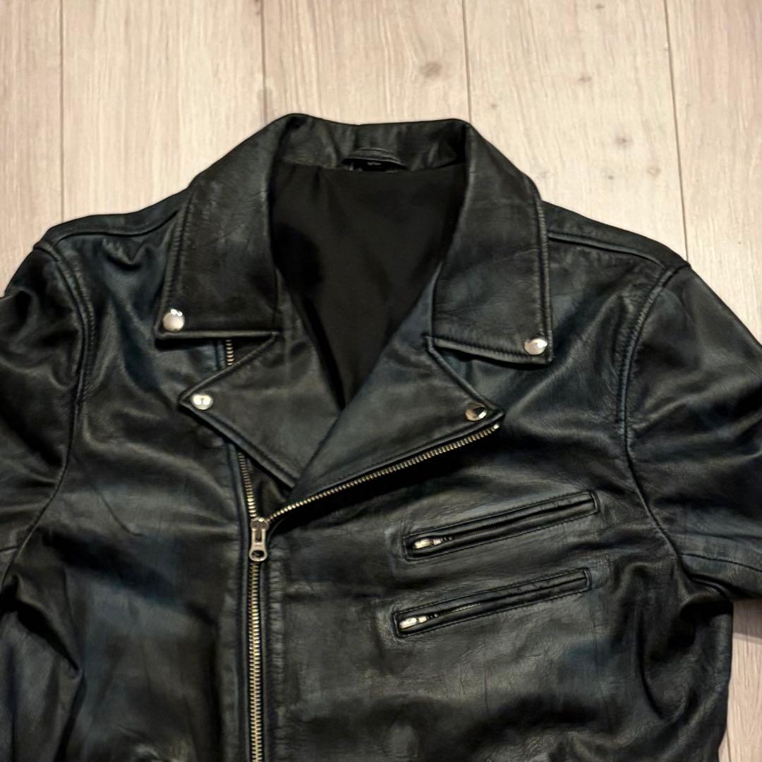 希少5L/完売品 フリーダムレザー 本革 ダブルライダースジャケット