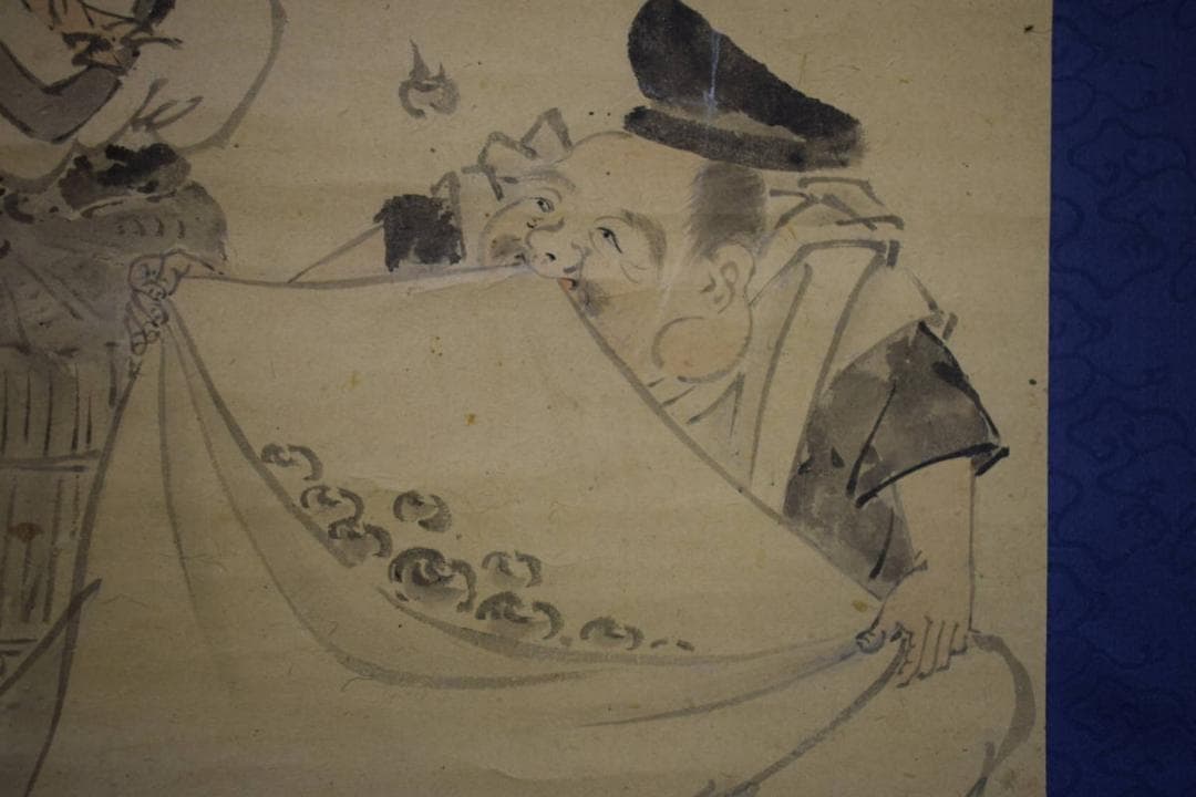 真作/画）森村冝稲/恵比須大黒画賛/絹表装/布袋屋掛軸HJ-284 - メルカリ