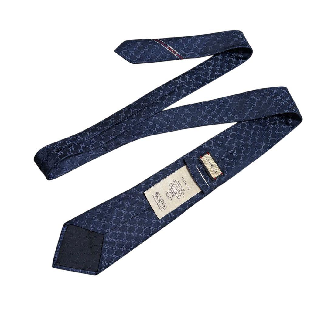 1円～希少デザイン 極美品 GUCCI メンズ シルクタイ GGパターン
