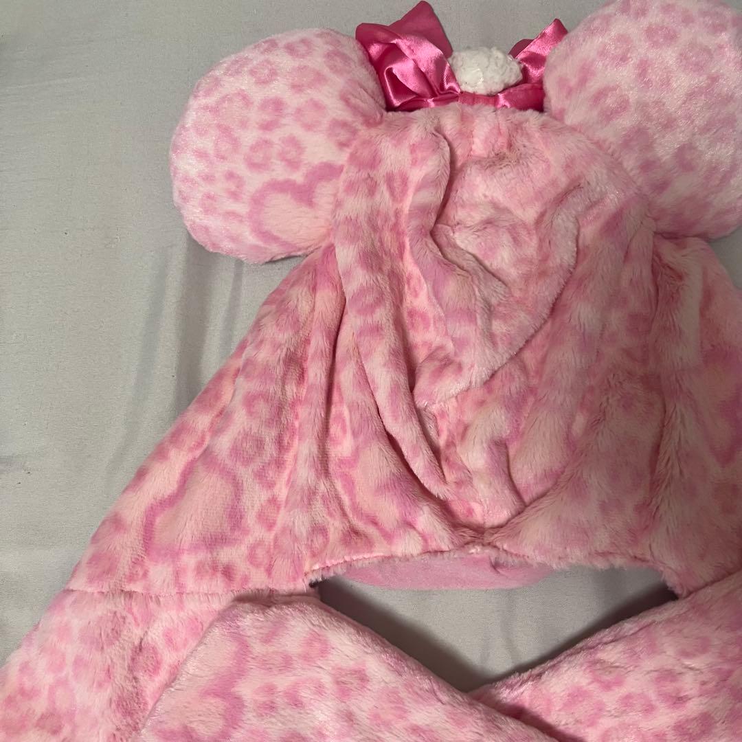 ディズニー ミニー マフラーキャップ ヒョウ柄 ピンク - メルカリ