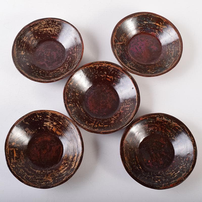 煎茶道具 足助乾漆 高山兼山作 煎茶碗四客 茶托五客 共布共