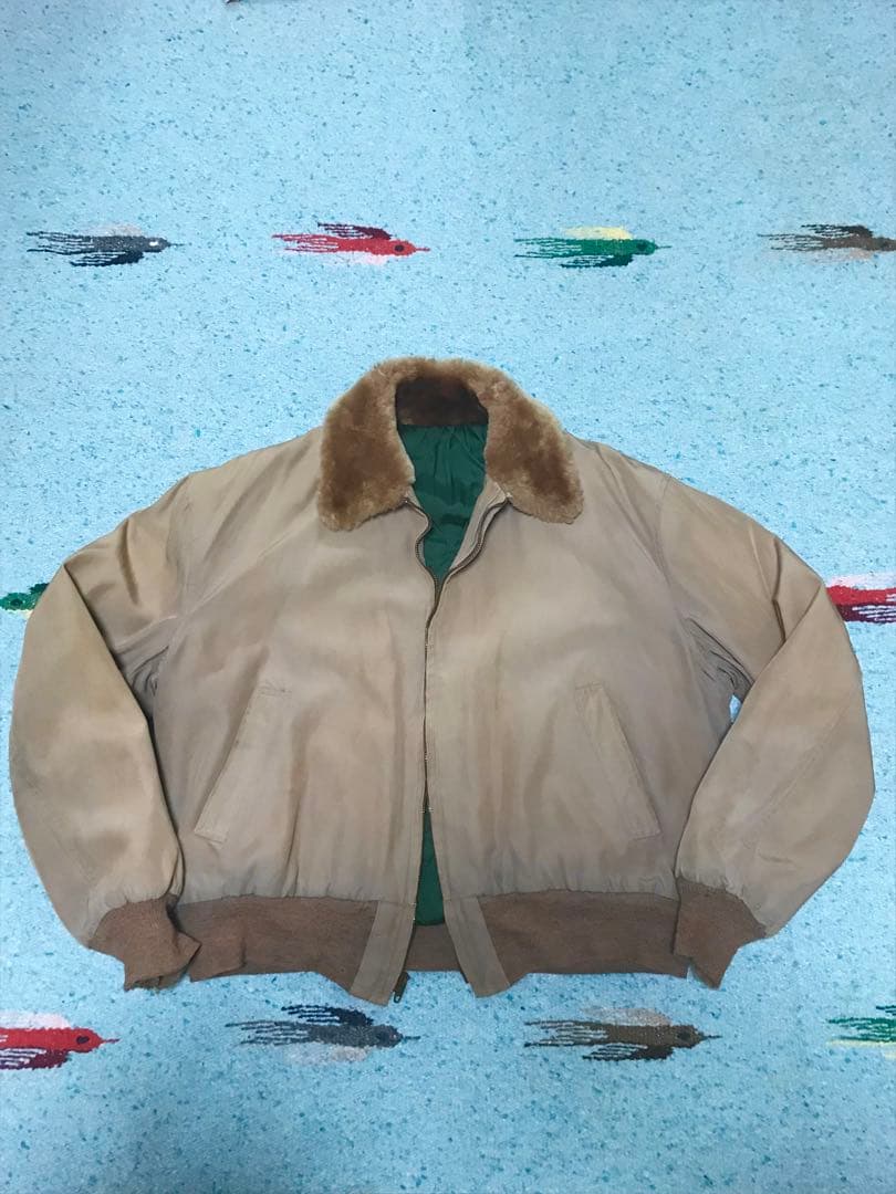 50s ボンバージャケット ナイロン ボアブルゾン ワーク ギャバジン 短