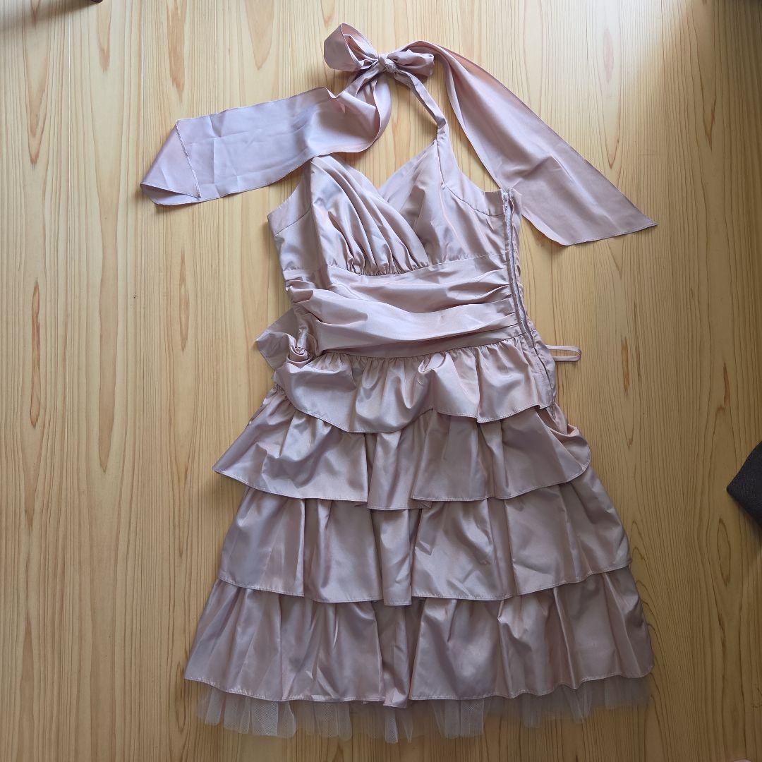 【期間限定お値下げ！】Sheio フリルピンクドレス カラードレス プリンセスライン ピンク オフショルダー キラキラ