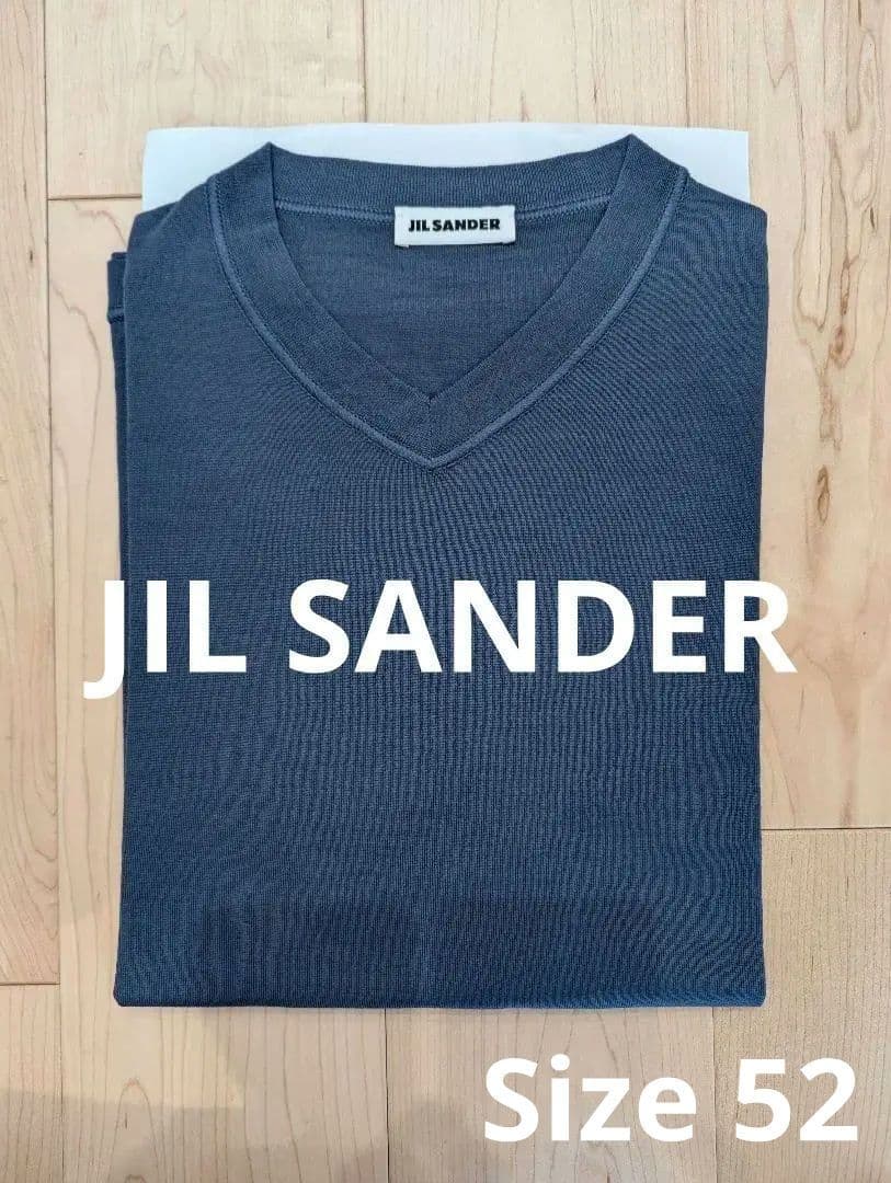 美品】JIL SANDER ブルーグレー Vネックニット