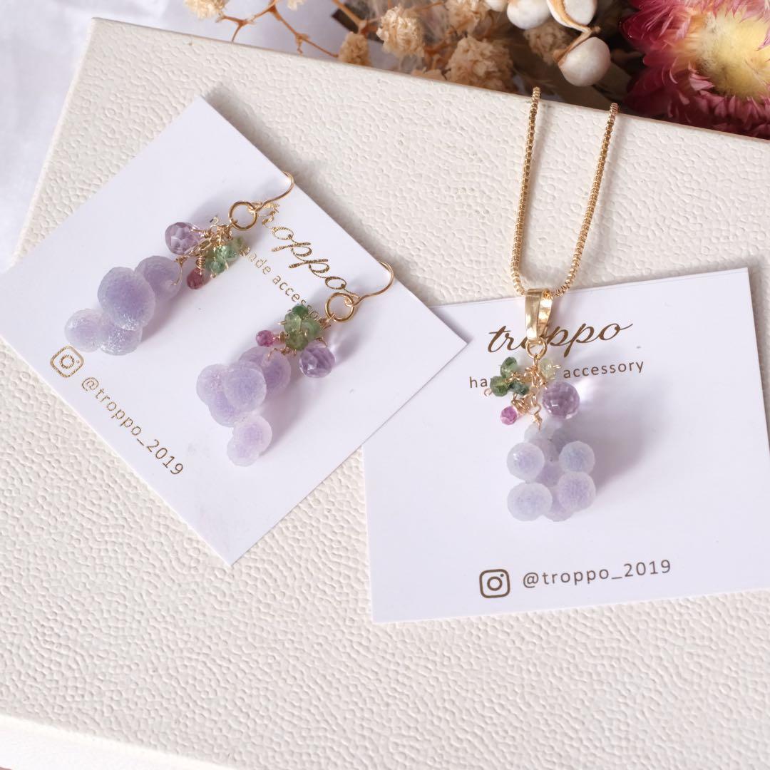 マルモ 様専用希少！14kgfグレープアゲートピアス - メルカリ