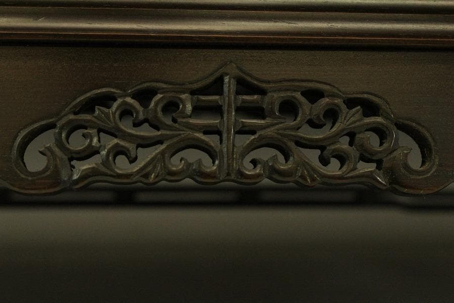 唐木 紫檀 刻装飾 四方 香炉台 重厚 64.5cm×42.5cm(LC394)