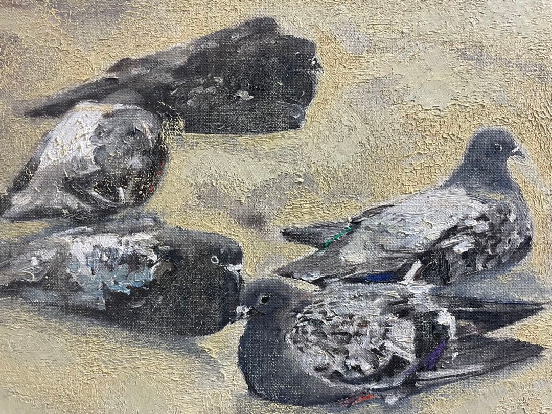 杉本好守『鳩』戸川馨『地脈の心霊』ミクスド・メディア 真作保証 2点