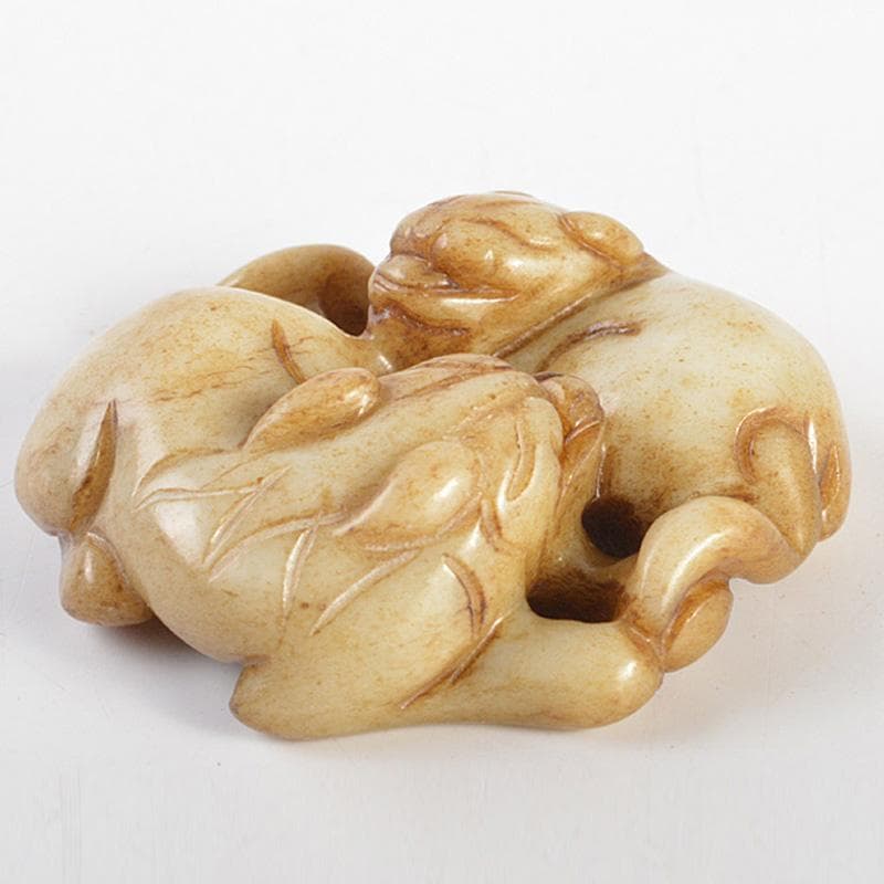 中国　玉石彫刻　神獣刻　根付　紙鎮　置物　C　7342E 中国 中国 玉石彫刻 神獣刻 根付 紙鎮 置物 C 7342E