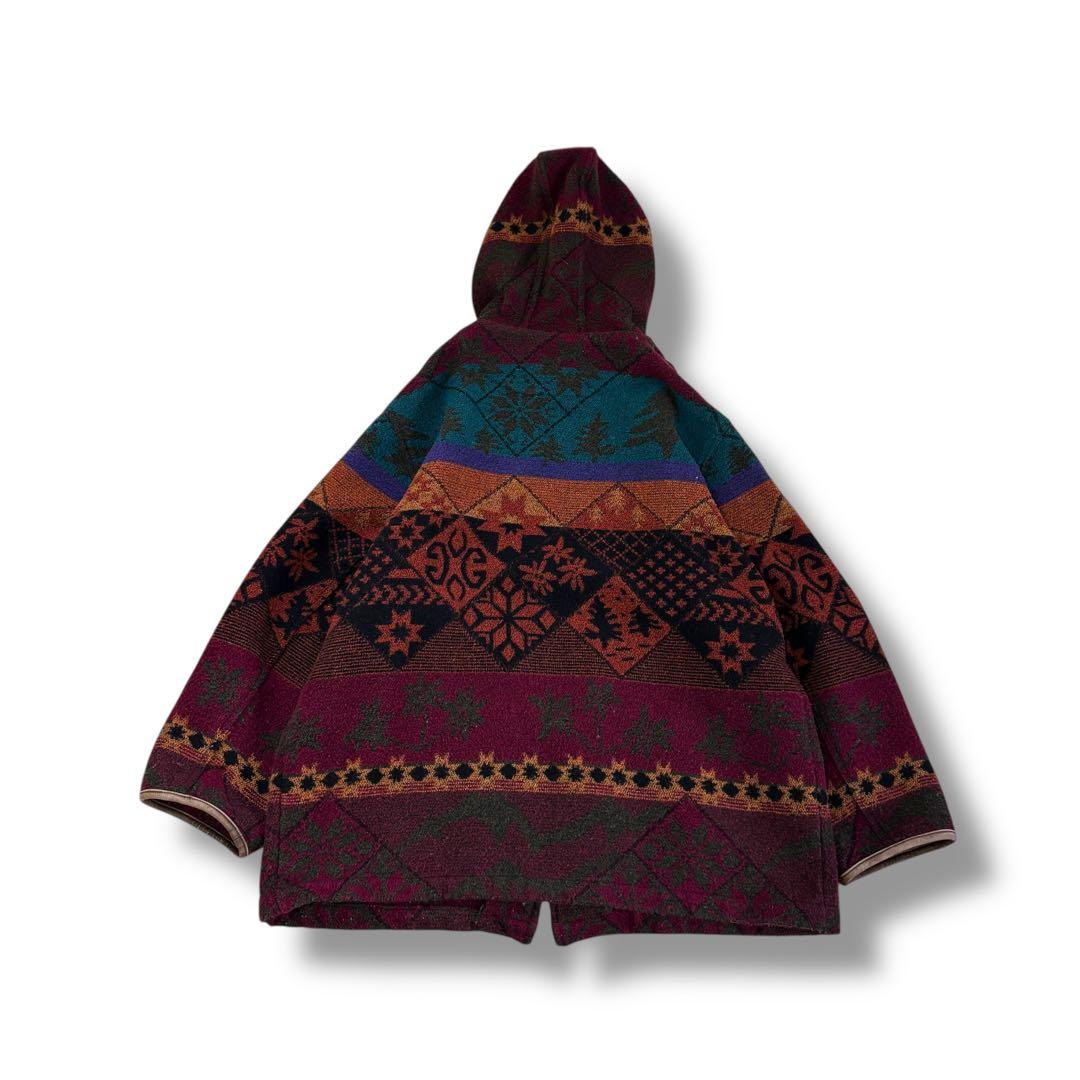 【名作】90s L.L.Bean ネイティブ柄 ウールジャケット フード付 L