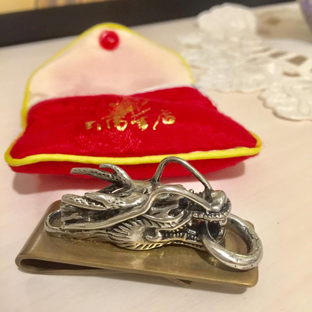 【送料無料】マネークリップ　龍　ドラゴン　財布 ドラゴン 龍 りゅう 長財布 メンズ 本革 サドルレザー ラウンド