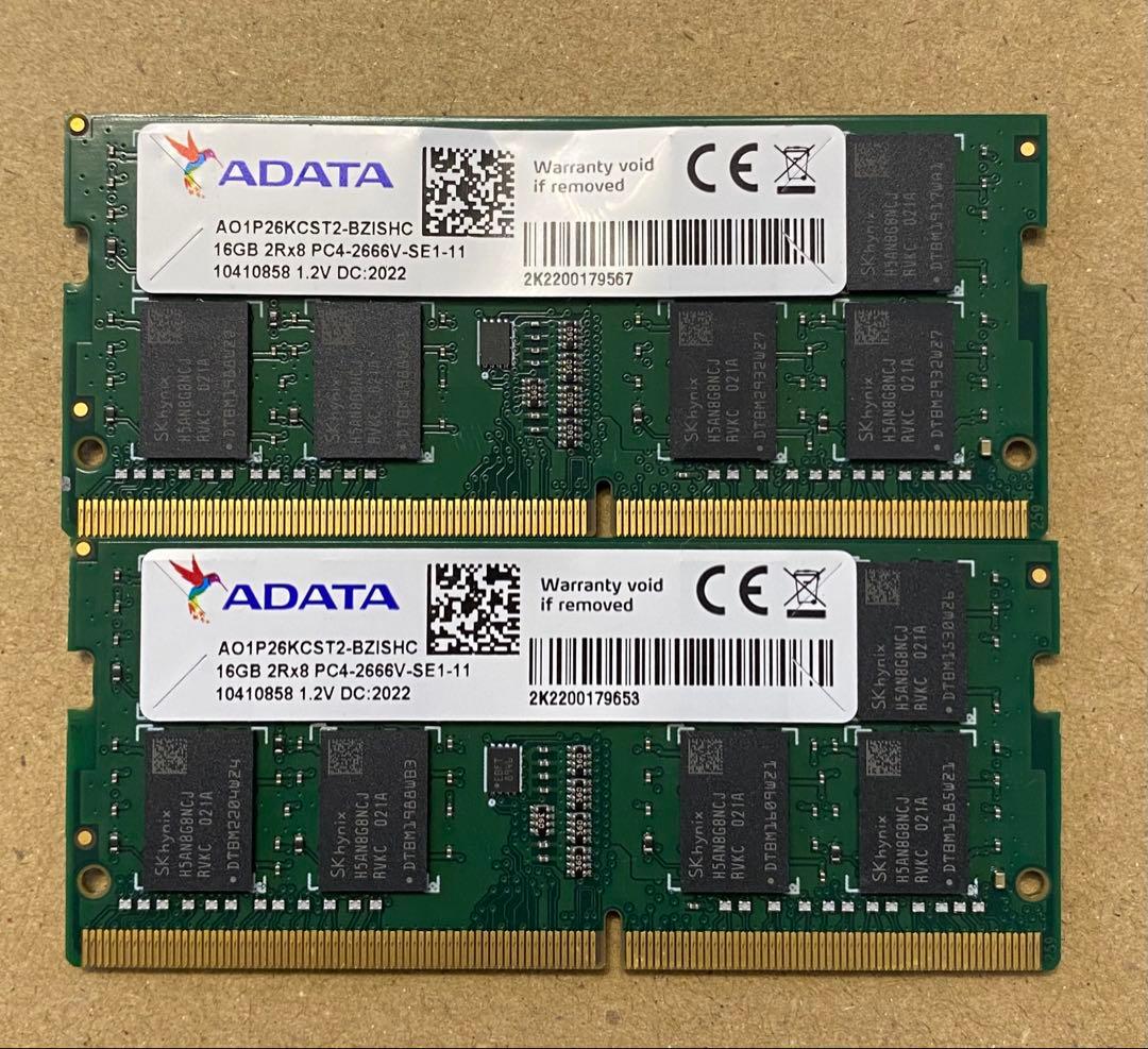 ADATA 32GB (16GBx2) DDR4 メモリ PC4-2666V