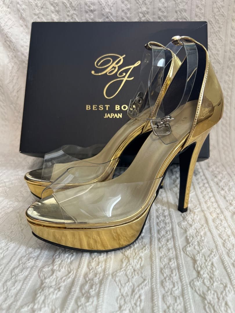 ベストボディジャパン 公式ヒール24.5cm ゴールド クリアストラップ型