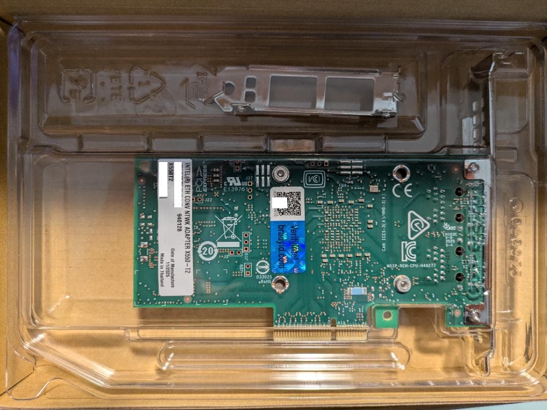 ほぼ新品 Intel純正 10GbE 2ポート LANカード X550-T2