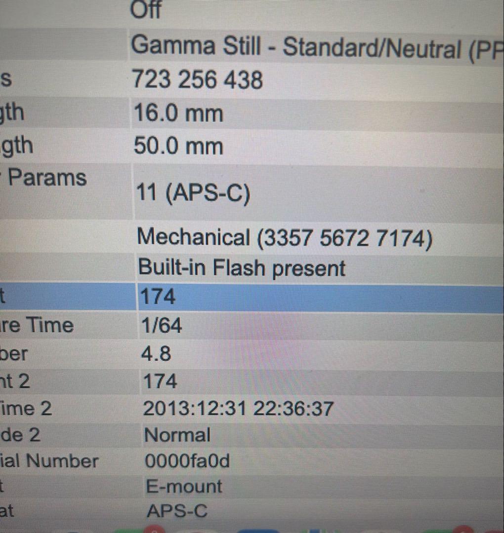 SONY α 5100 E 16-50mm シャッターカウント174