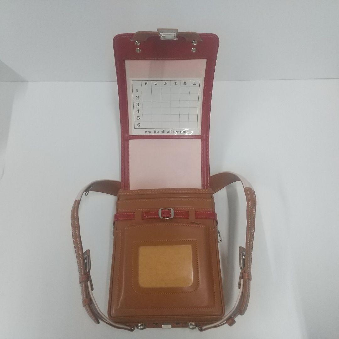 未使用品】トヤマかばん店 牛革ボルサ ランドセル キャメル/レッド ピンク