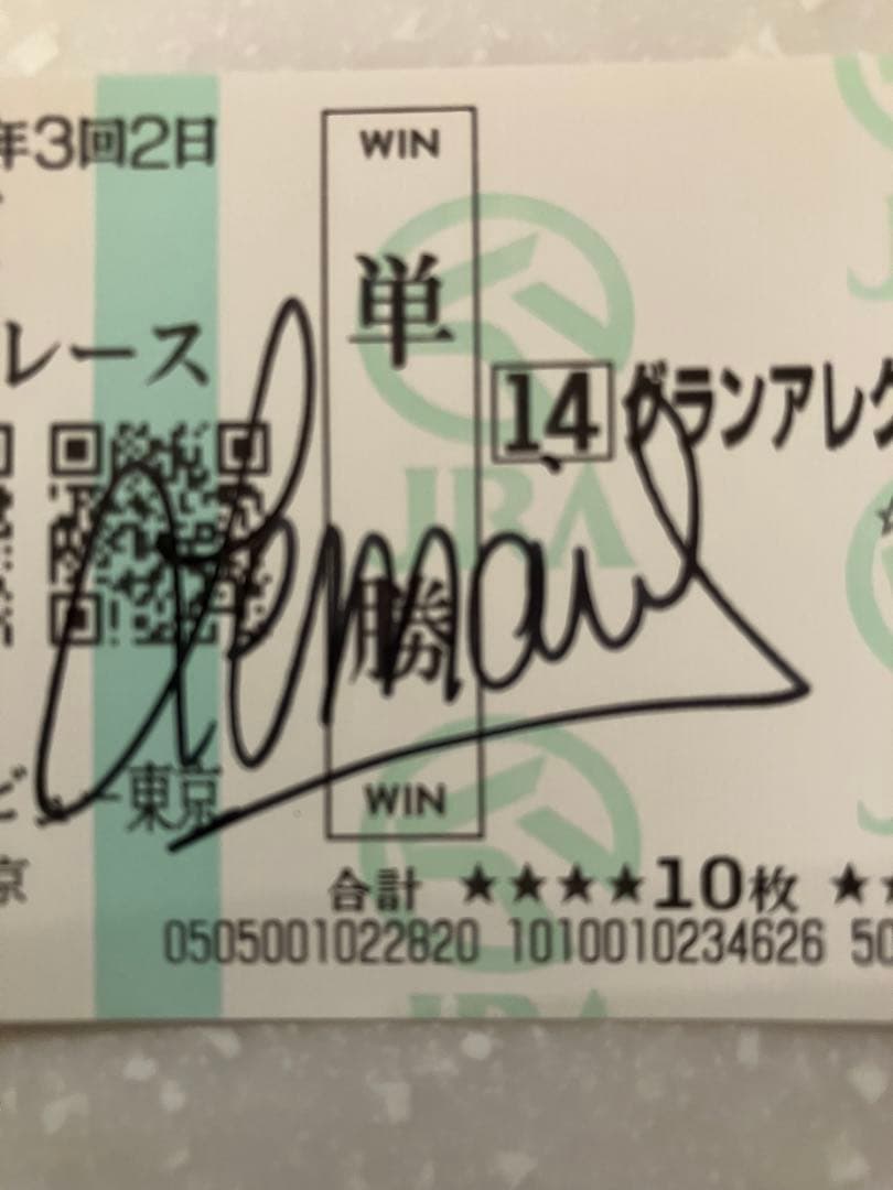 グランアレグリア】メイクデビュー 2018 ルメール騎手直筆サイン入り