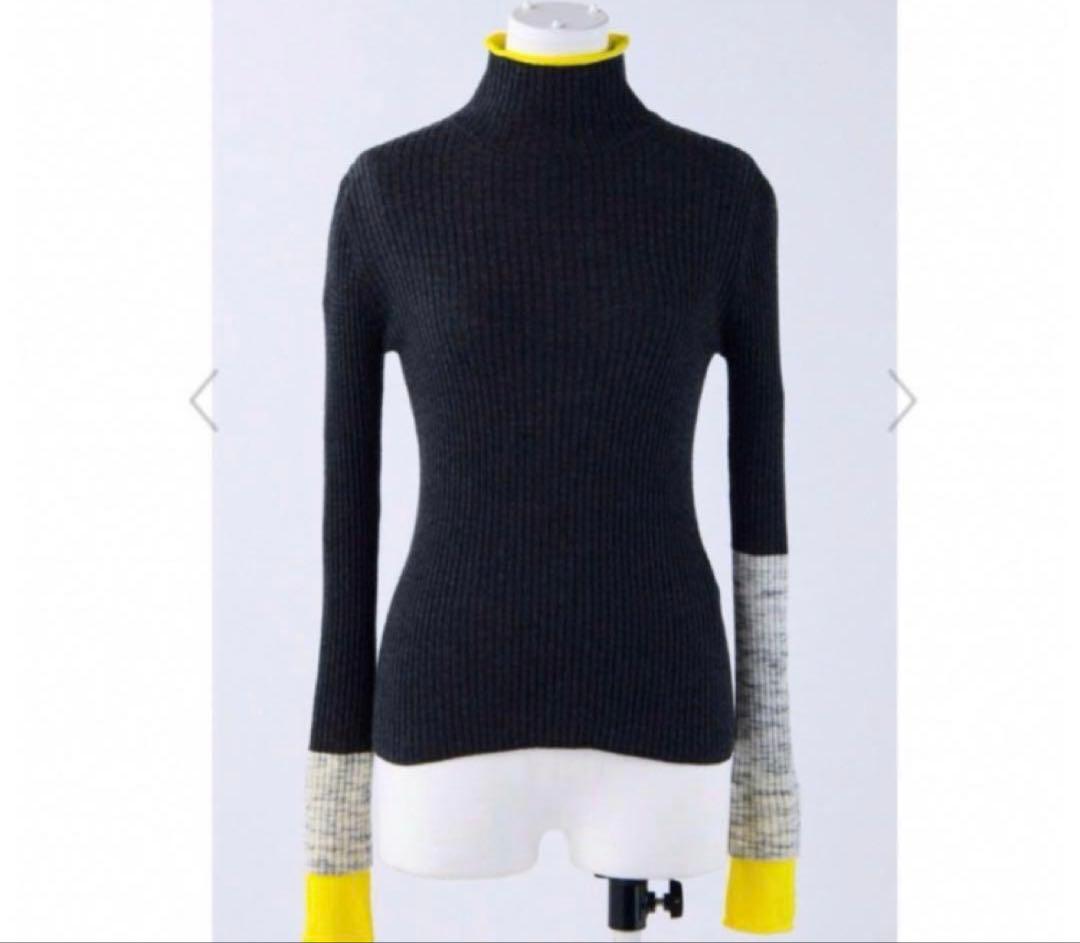 美品】エンフォルド キャッシュタッチハイネックリブバイカラー enfold