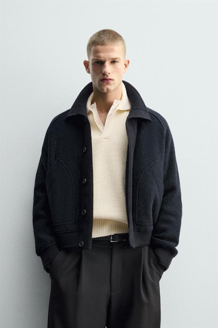 人気 商品 通販ファッション - zara ザラ リブ襟切り替えジャケット M