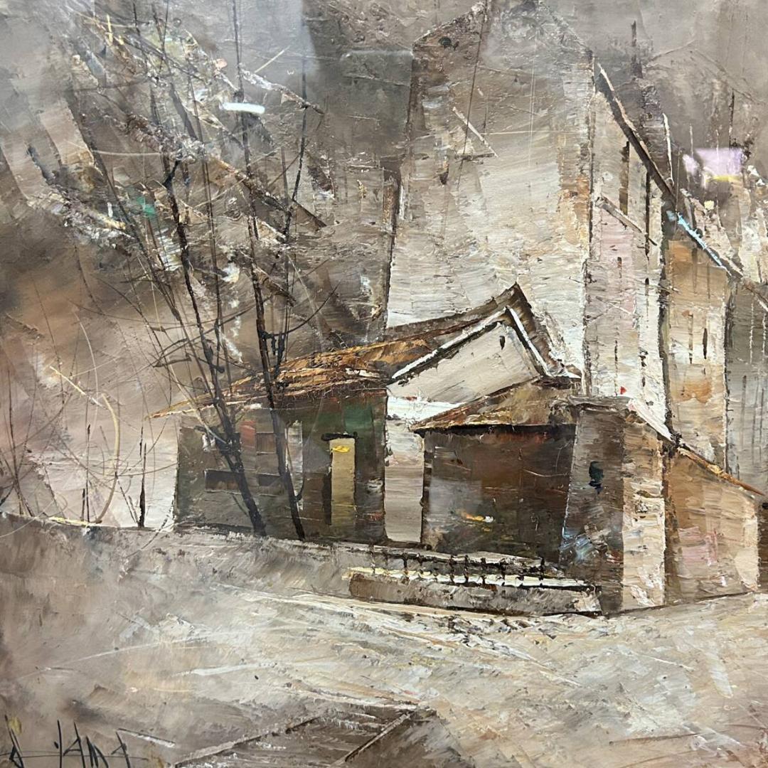 山崎修 「ラパナジル モンマルトル画」 油彩 F20 額装 在フランス実力